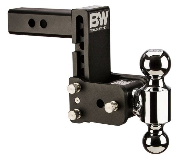 B&W Trailer Hitches - B&W Trailer Hitches Trailer Hitch Ball Mount B&W Tow And Stow Dual Ball 2" Adj Ball Mount 5" Drop/5-1/2" Rise, Black - TS10038B