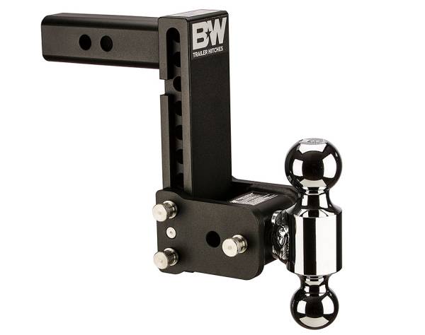 B&W Trailer Hitches - B&W Trailer Hitches Trailer Hitch Ball Mount B&W Tow And Stow Dual Ball 2" Adj Ball Mount 7" Drop/7-1/2" Rise, Black - TS10040B