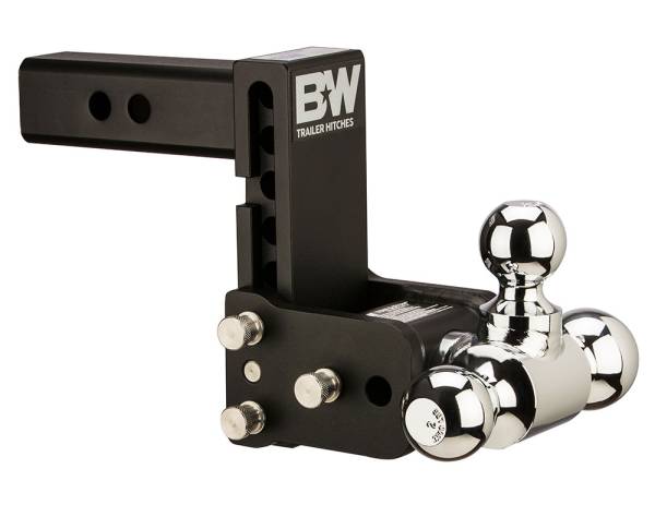 B&W Trailer Hitches - B&W Trailer Hitches Trailer Hitch Ball Mount B&W Tow And Stow Tri Ball 2" Adj Ball Mount 5" Drop/5-1/2" Rise, Black - TS10048B