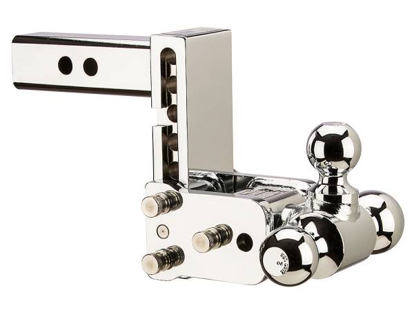 B&W Trailer Hitches - B&W Trailer Hitches Trailer Hitch Ball Mount B&W Tow And Stow Tri Ball 2" Adj Ball Mount 5" Drop/5-1/2" Rise, Chrome - TS10048C