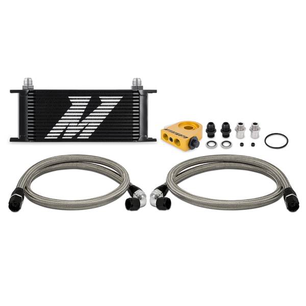 Mishimoto - Mishimoto Universal Thermostatic Oil Cooler Kit, 16-Row, Black - MMOC-U16TBK