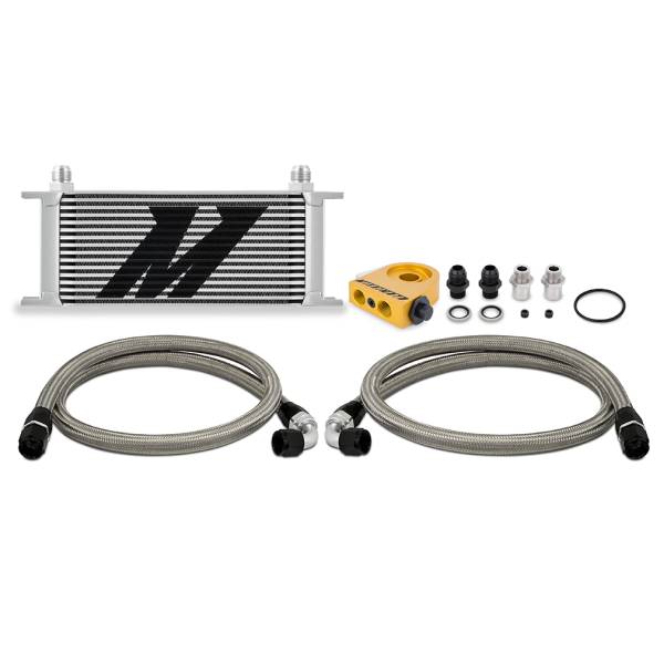 Mishimoto - Mishimoto Universal Thermostatic Oil Cooler Kit, 16-Row, Silver - MMOC-U16TSL