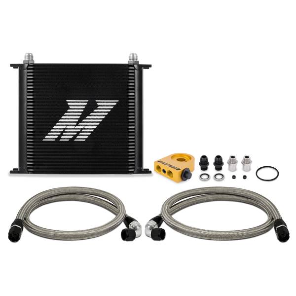 Mishimoto - Mishimoto Universal Thermostatic Oil Cooler Kit, 34-Row, Black - MMOC-U34TBK