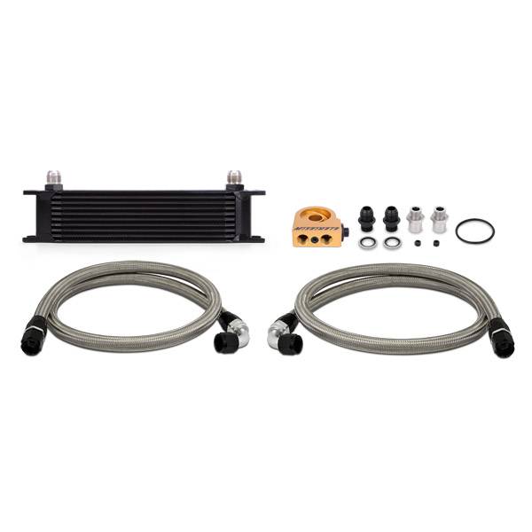 Mishimoto - Mishimoto Universal Thermostatic 10 Row Oil Cooler Kit, Black - MMOC-UTBK