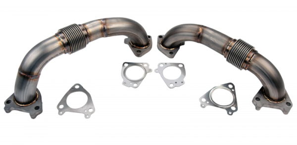 Wehrli Custom Fabrication - Wehrli Custom 2001-2004 LB7 Duramax 2" Stainless Twin Turbo Up Pipe Kit for OEM or Wehrli Custom Manifolds w/ Gaskets