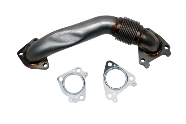 Wehrli Custom Fabrication - Wehrli Custom 2001-2004 LB7 Duramax 2" Stainless Single Turbo Style Pass Side Up Pipe for OEM or Wehrli Custom Manifold with Gaskets