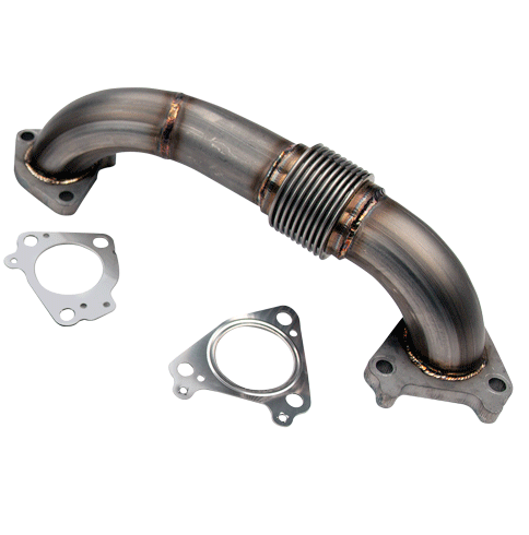 Wehrli Custom Fabrication - Wehrli Custom 2001-2004 LB7 Duramax 2" Stainless Twin Turbo Style Pass Side Up Pipe for OEM or Wehrli Custom Manifold with Gaskets