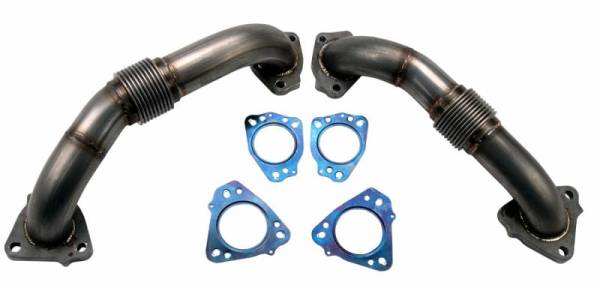 Wehrli Custom Fabrication - Wehrli Custom 2017-2024 L5P Duramax 2" Stainless Up Pipe Kit for OEM Manifolds w/ Gaskets