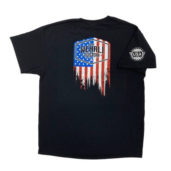 Wehrli Custom Fabrication - Wehrli Custom Men's T-Shirt- Flag Logo Black