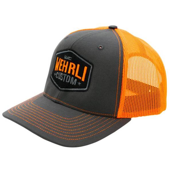 Wehrli Custom Fabrication - Wehrli Custom Snap Back Hat Charcoal/Neon Orange Badge