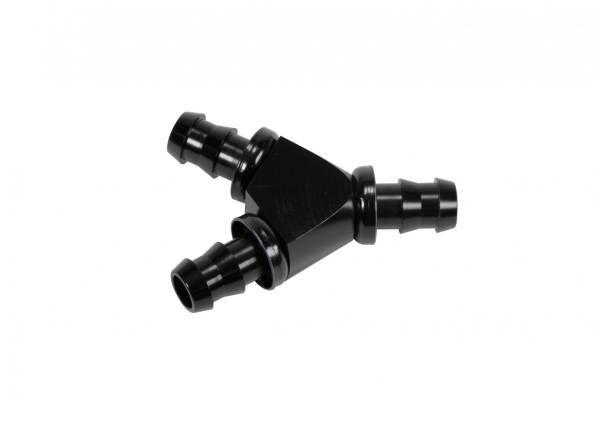 Fleece Performance - Fleece Performance 1/2 Inch Black Anodized Aluminum Y Barbed Fitting (For -8 Pushlock Hose)