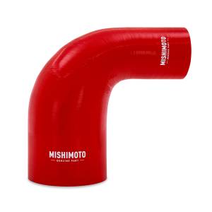 Mishimoto 90-Degree Silicone Transition Coupler, 2.50-in to 4.00-in, Red - MMCP-R90-2540RD