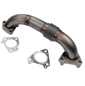Wehrli Custom Fabrication - Wehrli Custom 2001-2004 LB7 Duramax 2" Stainless Twin Turbo Style Pass Side Up Pipe for OEM or Wehrli Custom Manifold with Gaskets - Image 1