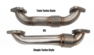 Wehrli Custom Fabrication - Wehrli Custom 2001-2004 LB7 Duramax 2" Stainless Twin Turbo Style Pass Side Up Pipe for OEM or Wehrli Custom Manifold with Gaskets - Image 3