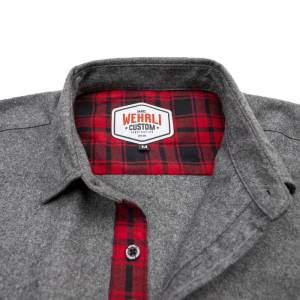 Wehrli Custom Fabrication - Wehrli Custom Men's Flannel - Grey with Red Buffalo Plaid Accents, Limited Edition - Image 3