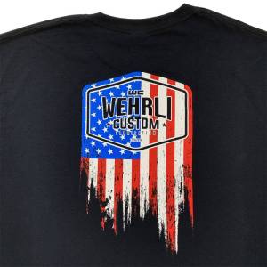Wehrli Custom Fabrication - Wehrli Custom Men's T-Shirt- Flag Logo Black - Image 3